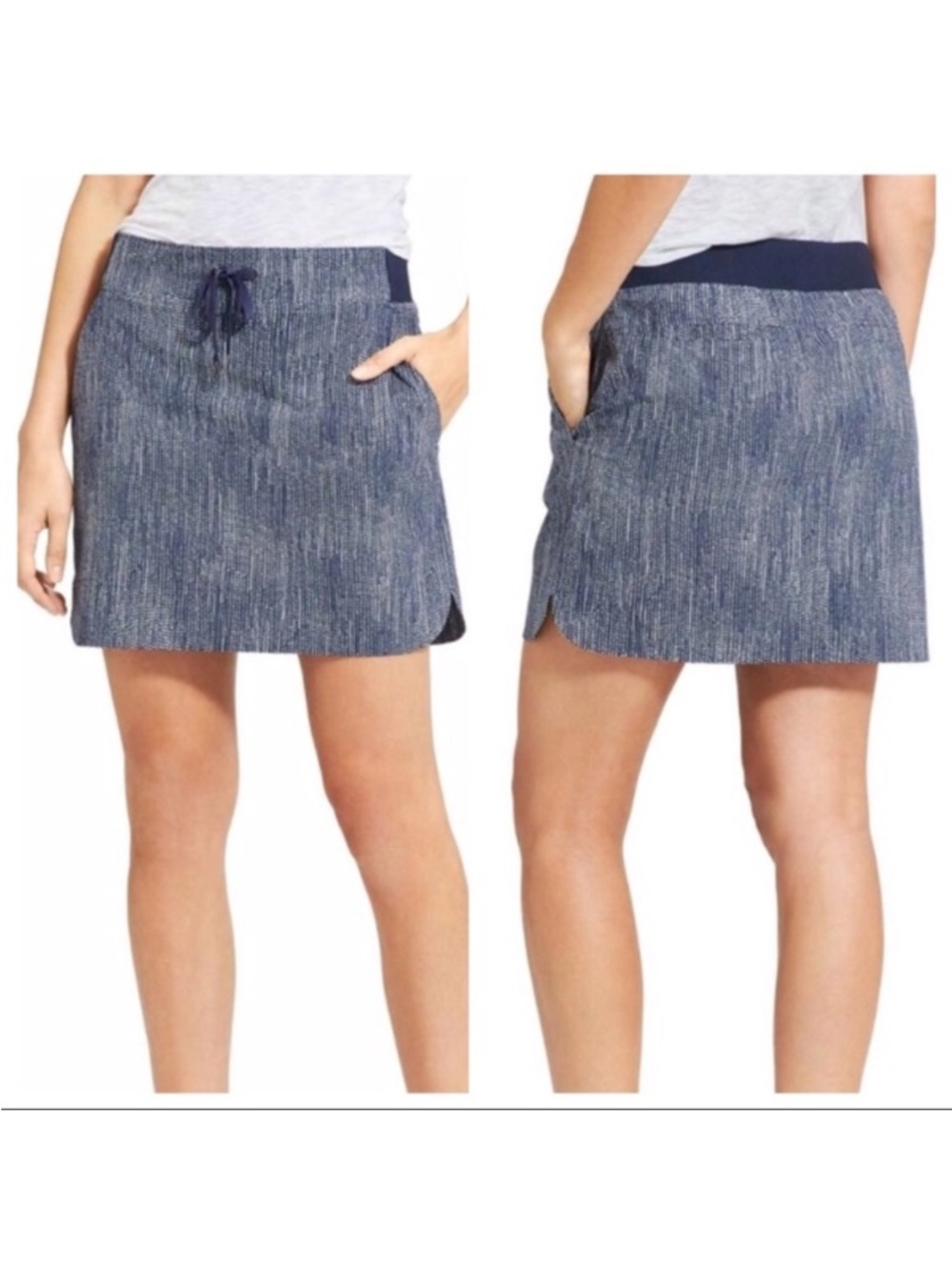 Athleta Batik Midtown Skort Skirt Navy Blue Size 10 - Picture 2 of 5